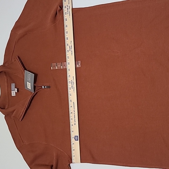 NWT JOSEPH ABBOUD Burnt Orange Ribbed Quarter Zip Pullover Shirt - Size XL - Picture 14 of 15